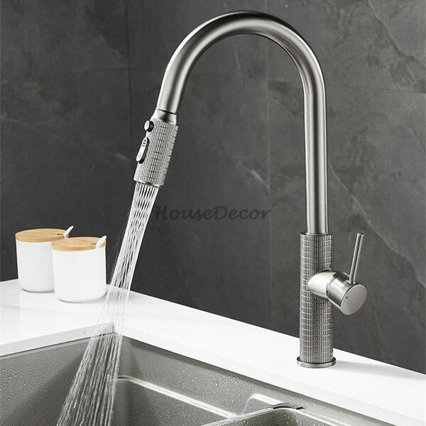 Modern kitchen sink mixer tap pull out spray main view