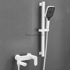 Modern bath shower mixer tap handheld shower set detail view