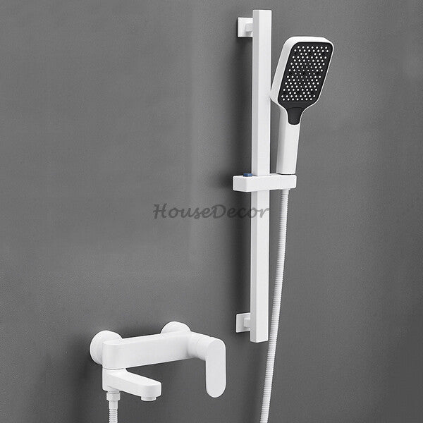 Modern bath shower mixer tap handheld shower set detail view