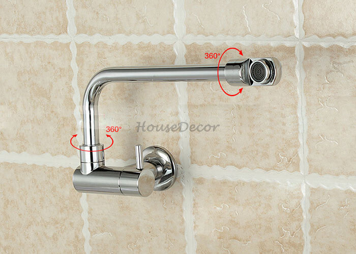 Chrome kitchen sink mixer tap swivel spout detail view