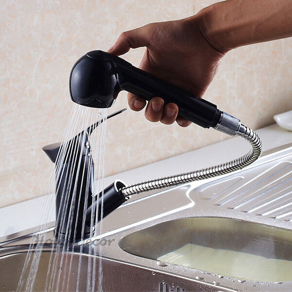 Black bath shower mixer tap pull out spray additional view
