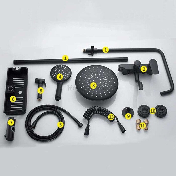 Black bath shower mixer tap handheld shower set additional view
