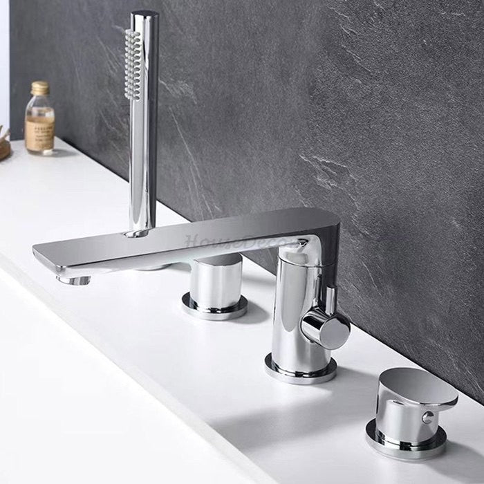 Modern bath shower mixer tap 3 hole installation detail view