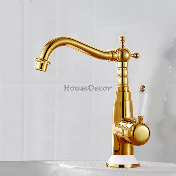 Gold Ceramic bath shower mixer tap deck mounted design additional view