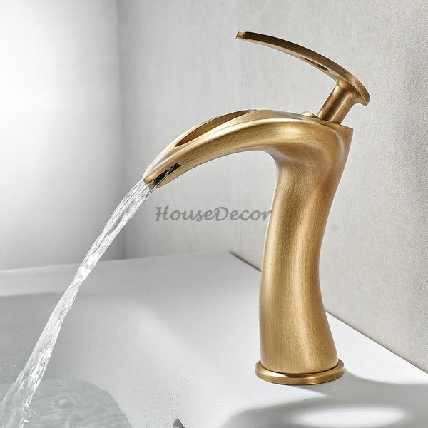 Antique Brass bath shower mixer tap waterfall spout additional view