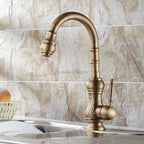 Antique Brass kitchen sink mixer tap swivel spout main view