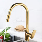 Gold bath shower mixer tap pull out spray main view