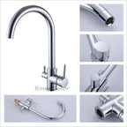Chrome kitchen sink mixer tap detailed product view detail view