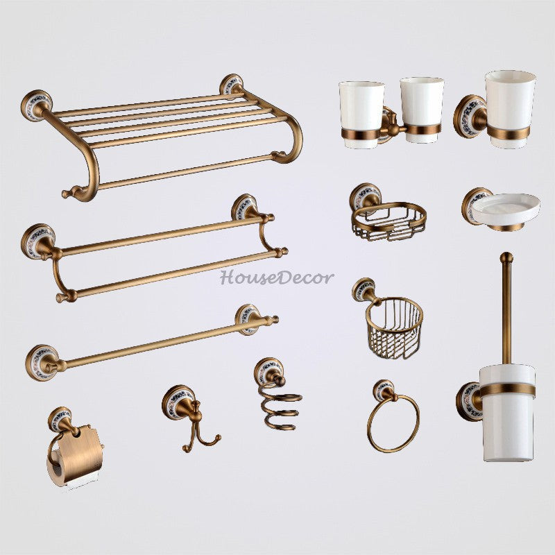 Antique Brass towel rack wall mounted design main view