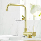 Brushed Gold kitchen sink mixer tap detailed product view detail view