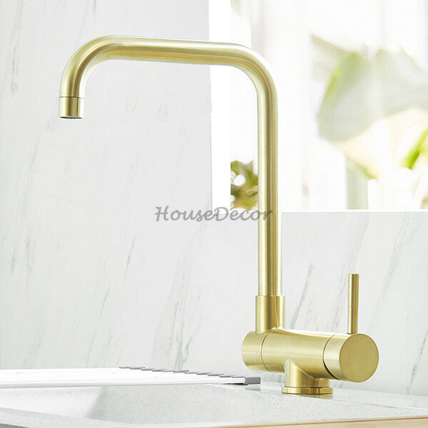 Brushed Gold kitchen sink mixer tap detailed product view detail view