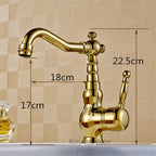 Gold bath shower mixer tap swivel spout detail view