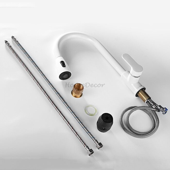 White bath shower mixer tap pull out spray additional view