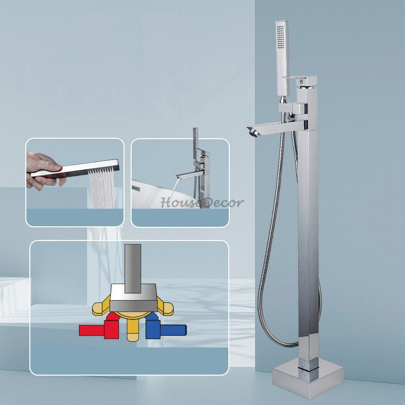 Modern bath shower mixer tap handheld shower set detail view