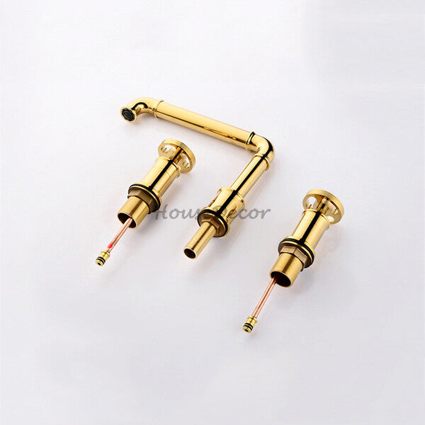 Modern Brass bath shower mixer tap dual handle control additional view
