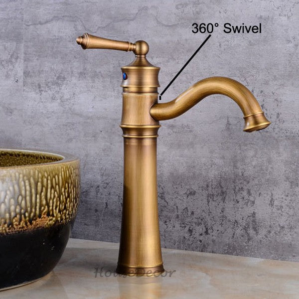 Antique Brass bath shower mixer tap swivel spout detail view