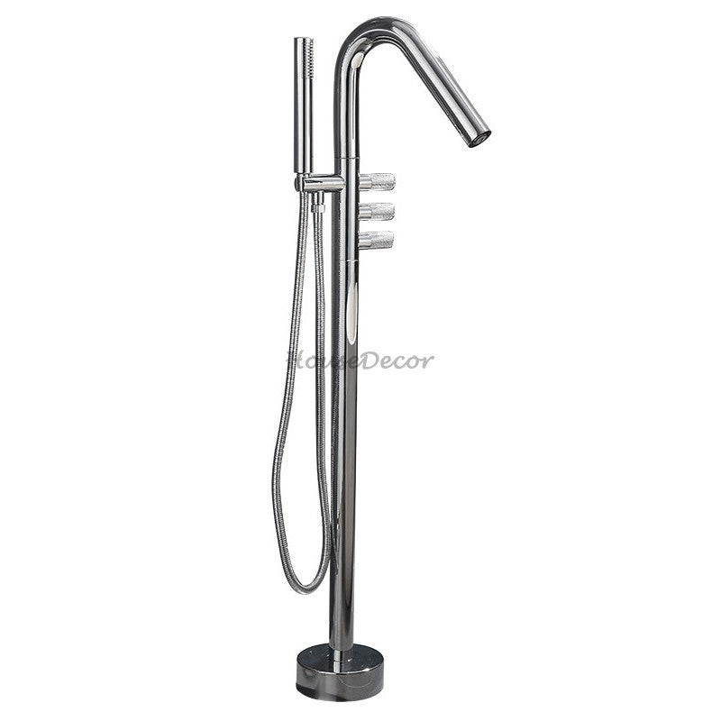 Modern bath shower mixer tap floor mounted design detail view
