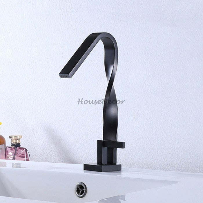Chrome bathroom basin mixer tap waterfall spout additional view