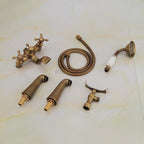 Antique Brass bath shower mixer tap deck mounted design detail view