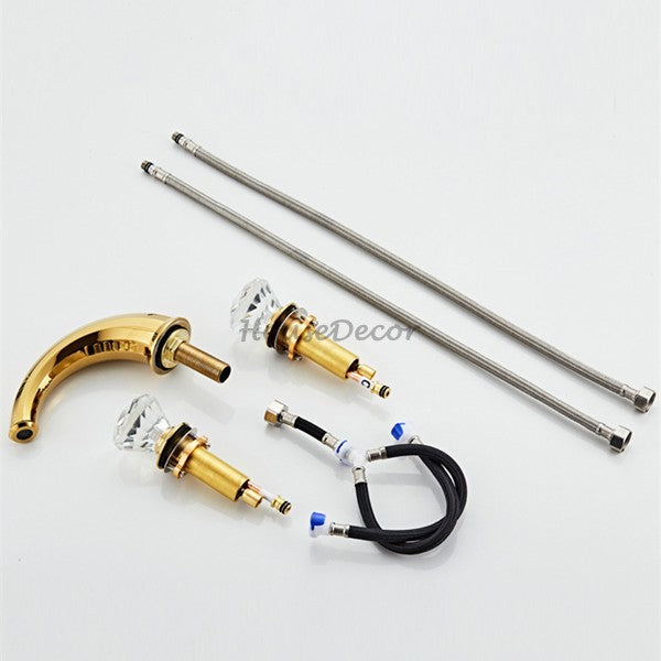 Gold bath shower mixer tap dual handle control additional view