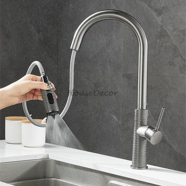 Modern kitchen sink mixer tap pull out spray additional view
