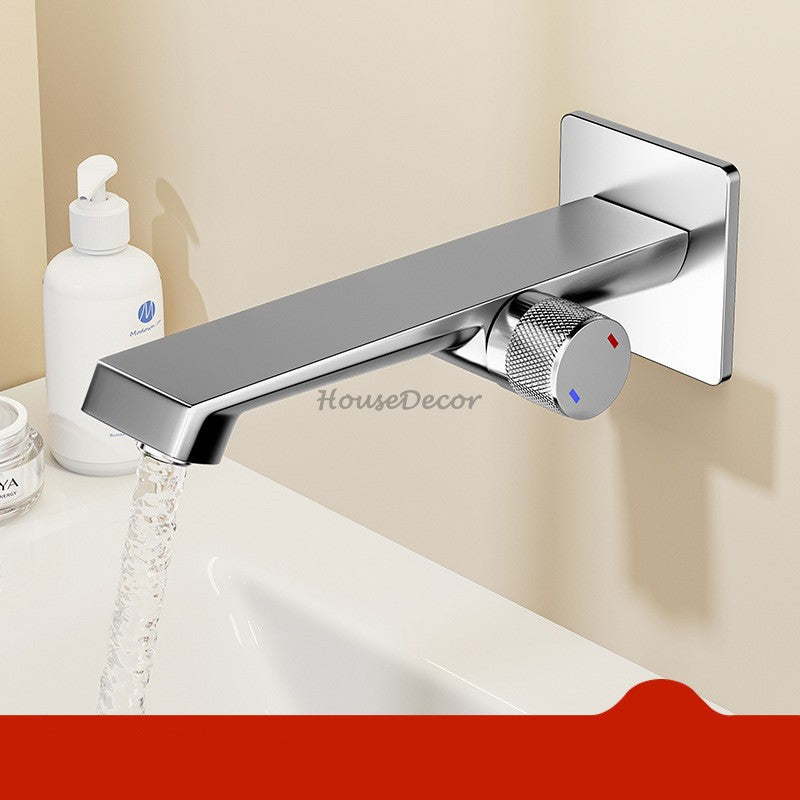 Modern bathroom basin mixer tap wall mounted design detail view