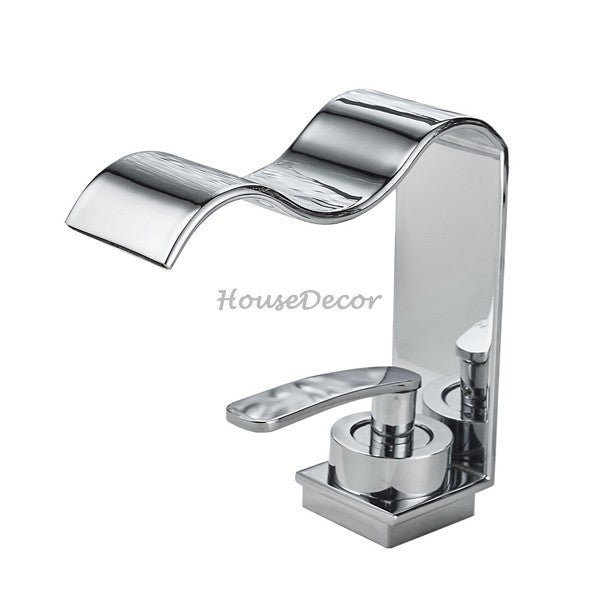 Modern Brass bath shower mixer tap waterfall spout main view