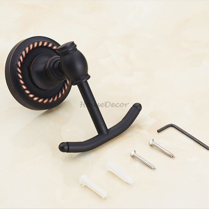 Black Brass robe hook wall mounted design detail view