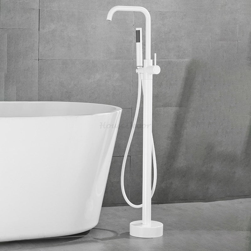Freestanding Bath Mixer Tap Handheld Shower Head Floor Mount Tub Filler Faucet