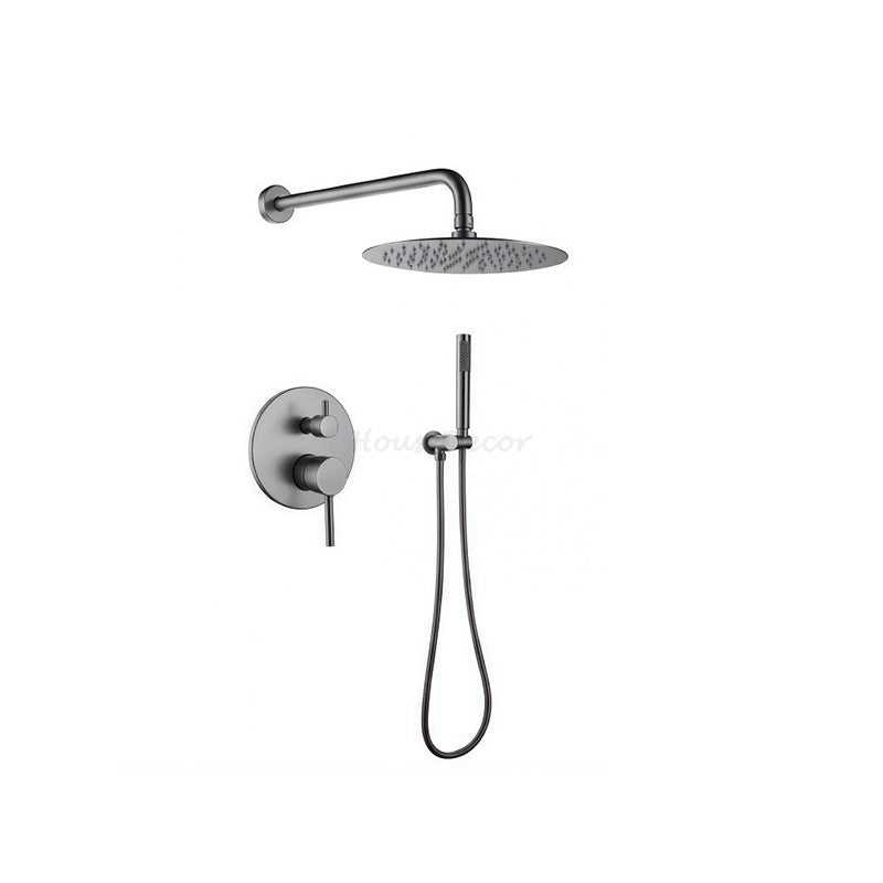 Concealed Rainfall Shower Mixer Tap Set Wall Dual Head Modern Bathroom Bath Unit