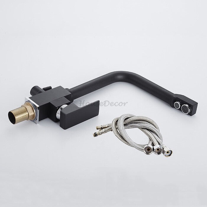 Black kitchen sink mixer tap swivel spout additional view
