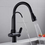 Black kitchen sink mixer tap pull out spray additional view