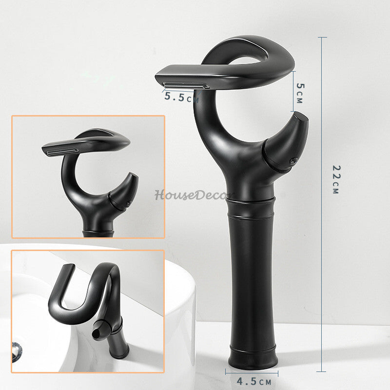 Modern bath shower mixer tap waterfall spout detail view
