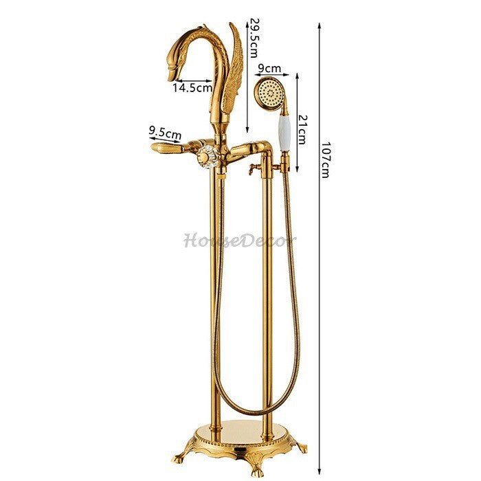 Gold bath shower mixer tap floor mounted design additional view