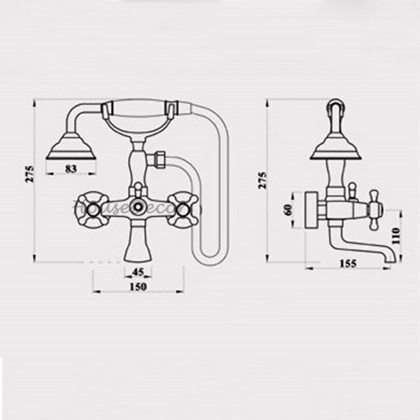 Gold Brass bath shower mixer tap wall mounted design additional view