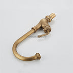 Modern Brass kitchen sink mixer tap swivel spout detail view