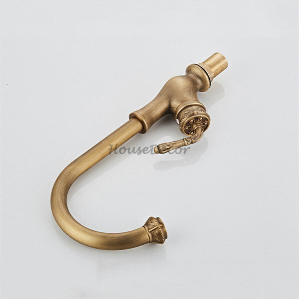 Modern Brass kitchen sink mixer tap swivel spout detail view
