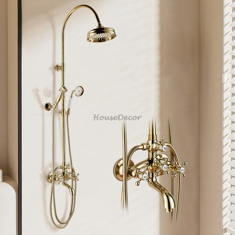 Modern bath shower mixer tap handheld shower set detail view