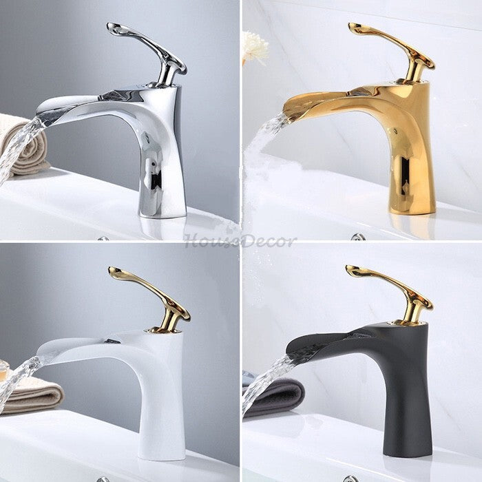 Modern bath shower mixer tap waterfall spout main view