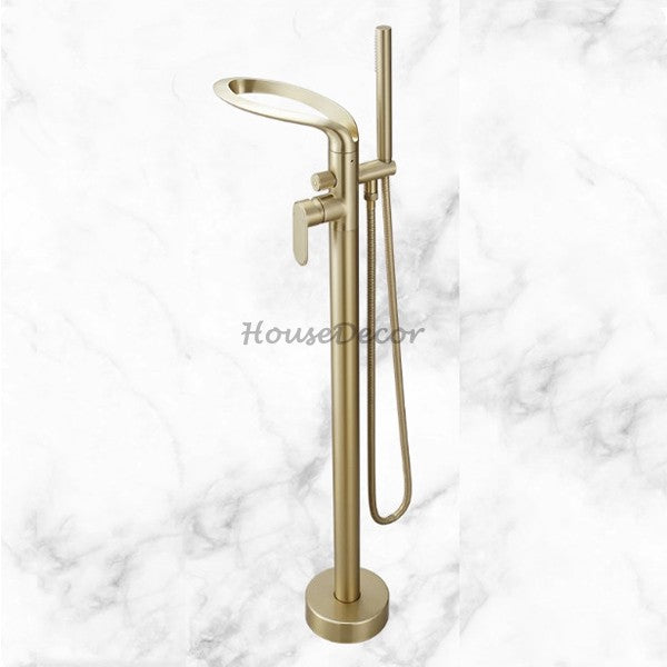 Modern bath shower mixer tap waterfall spout detail view
