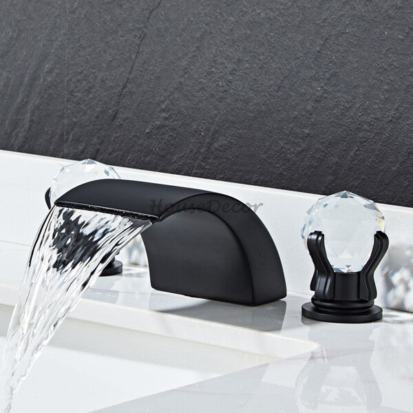 Modern bath shower mixer tap waterfall spout detail view