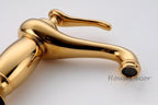 Gold bath shower mixer tap deck mounted design detail view