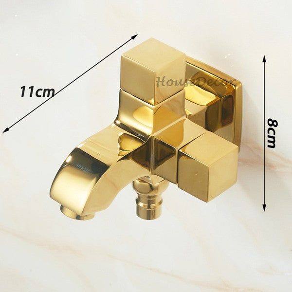 Gold utility faucet wall mounted design detail view