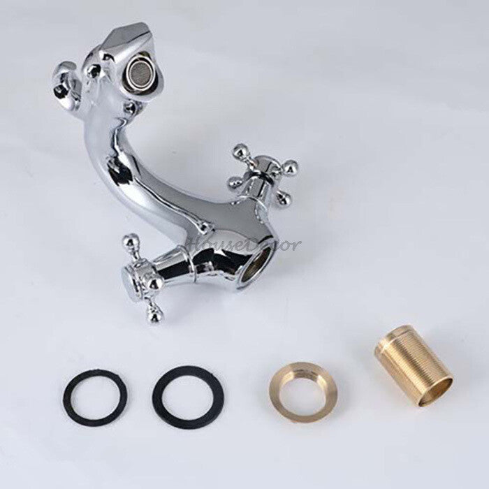 Modern bath shower mixer tap dual handle control additional view