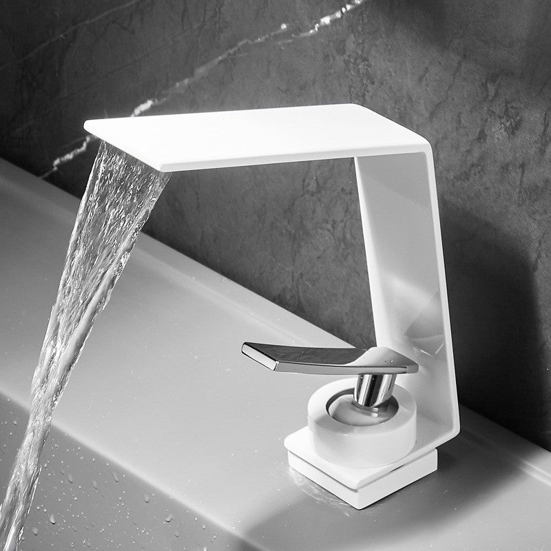 Modern bathroom basin mixer tap waterfall spout additional view
