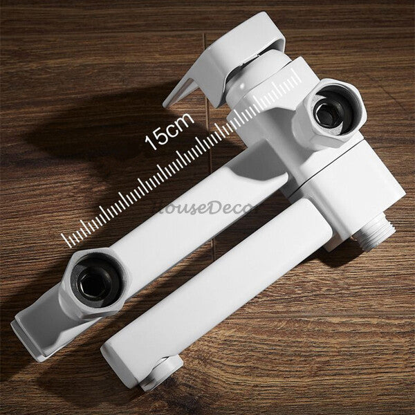 White bath shower mixer tap swivel spout additional view