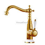 Gold Ceramic bath shower mixer tap deck mounted design main view