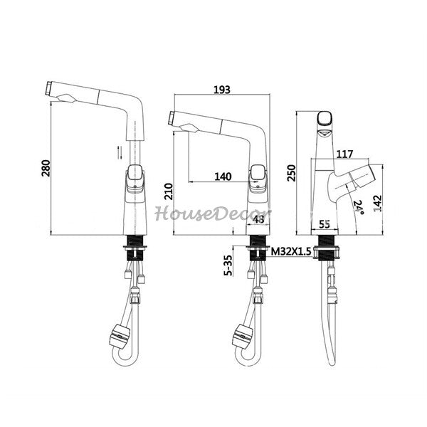 Modern bath shower mixer tap pull out spray additional view