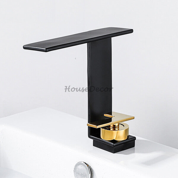 Brass bath shower mixer tap waterfall spout detail view