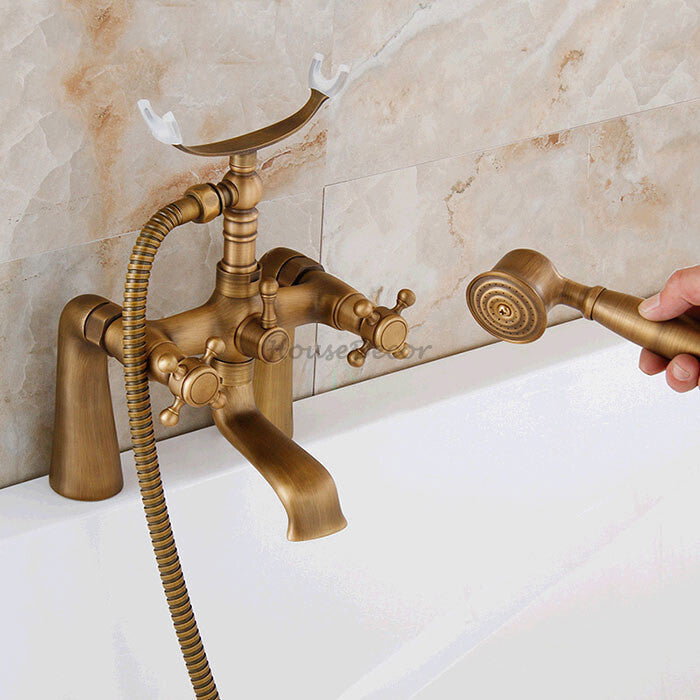 Antique Brass bath shower mixer tap deck mounted design detail view